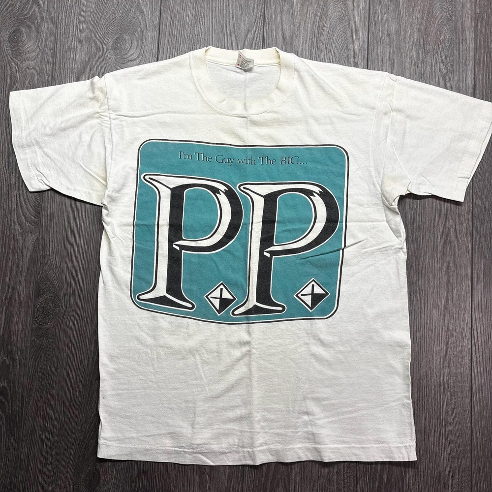 Vintage 1990s Im the One with the Big PP T shirt Large White Single Stitch